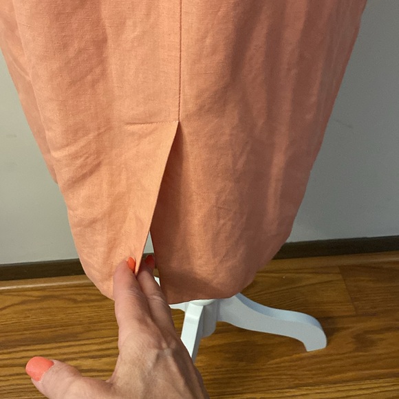 Ann Taylor Loft woman’s orange / peach sleeveless linen / rayon blend dress 14 - Picture 6 of 12